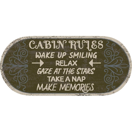 Mayberry Rug 20 x 44 in. Oval Cozy Cabin Cabin Rules Printed Nylon Kitchen Mat & Rug CC10513 20X44